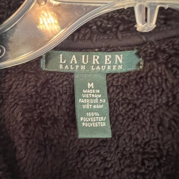 Lauren Ralph Lauren Faux Black Suede and Fleece Open Jacket Soft Cozy Classic Me - Picture 4 of 5